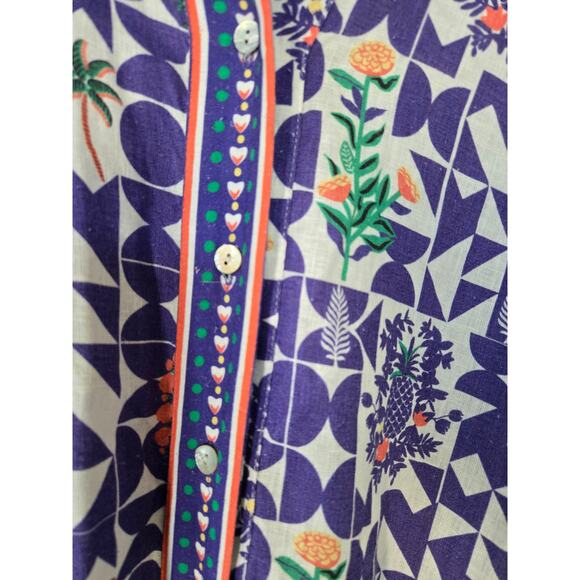 Emily Lovelock Linen Blend Midi Shirt Dress Size Large Cottagecore Scandinavian - Picture 7 of 11